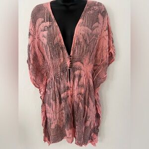 India Boutique Coral Pink Tie-Dye Lightweight Kimono